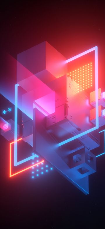 3D cubes, 3D model, Neon