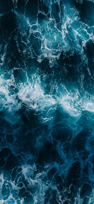 Sea waves, Aerial view, Blue Water, Pattern, 5K, Ocean