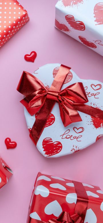 Valentine Gifts, Heart shape, Gift Boxes, Red hearts, Presents, Surprise, 5K, February