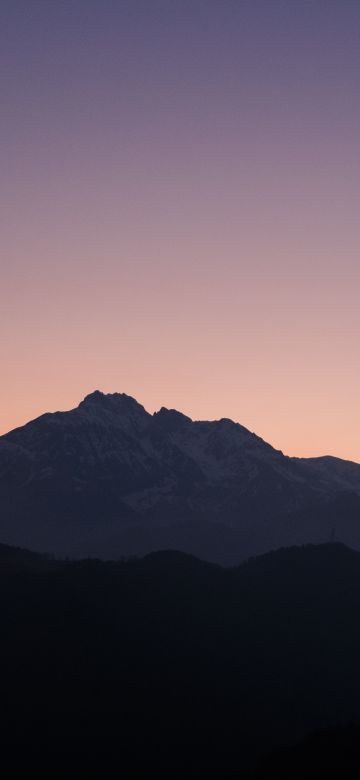 Sunset, Mountains, Silhouette, 5K