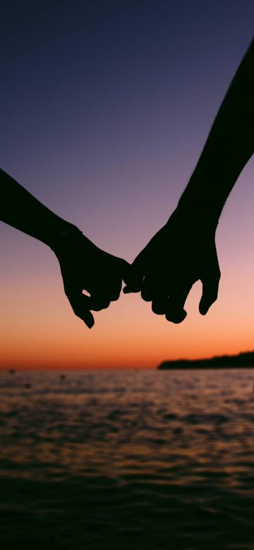 Hands together, Couple, Silhouette, Sunset, Romantic