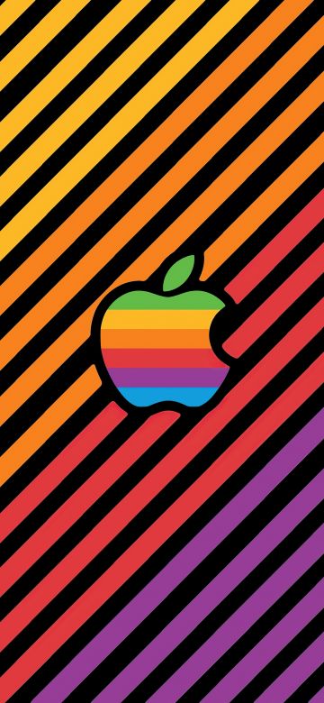 Apple, Multicolor, Stripes, Colorful, Apple logo, Aesthetic, 5K