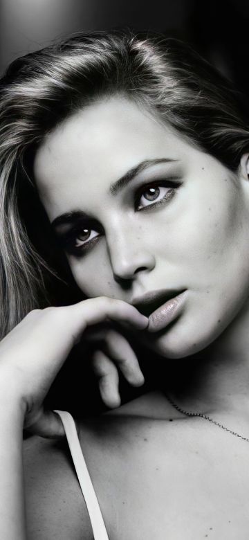 Jennifer Lawrence, Actress, Monochrome, 5K, Black and White