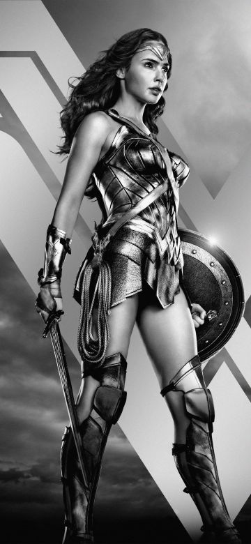 Wonder Woman, Monochrome, Zack Snyder's Justice League, Diana Prince, Gal Gadot, DC Comics, DC Superheroes, 2021 Movies, Black and White