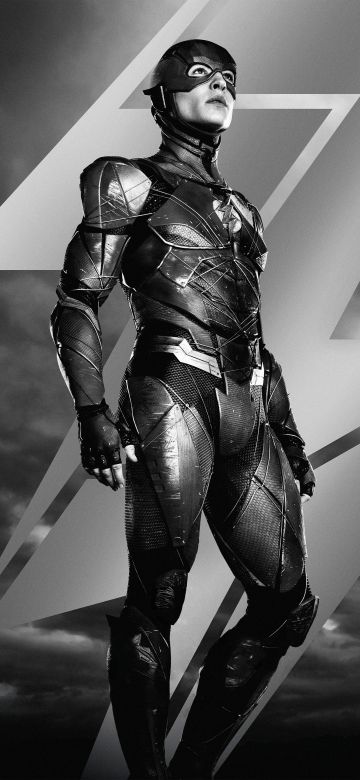 The Flash, Zack Snyder's Justice League, Monochrome, Barry Allen, Ezra Miller, DC Comics, DC Superheroes, 2021 Movies, Black and White