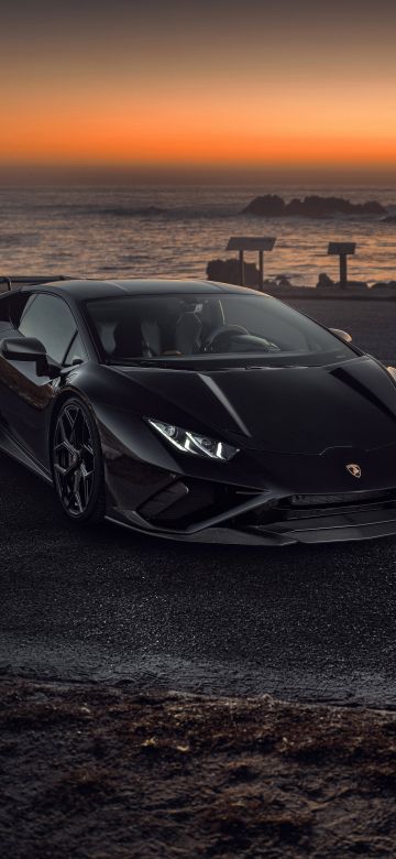 Novitec Lamborghini Huracán EVO RWD, Black cars, Sunset, 2021, 5K, 8K