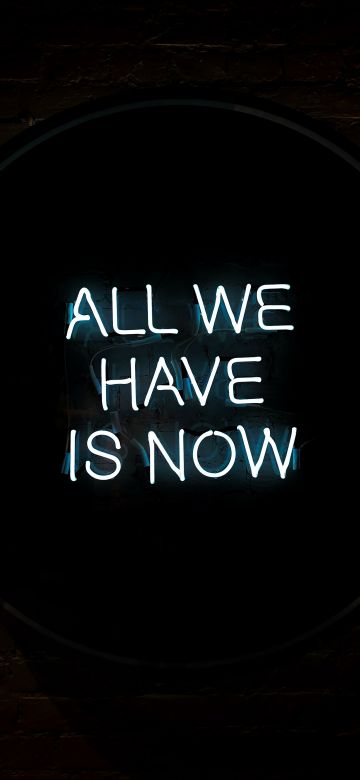 All we have is Now, Neon sign, Typography, Black background, Wall