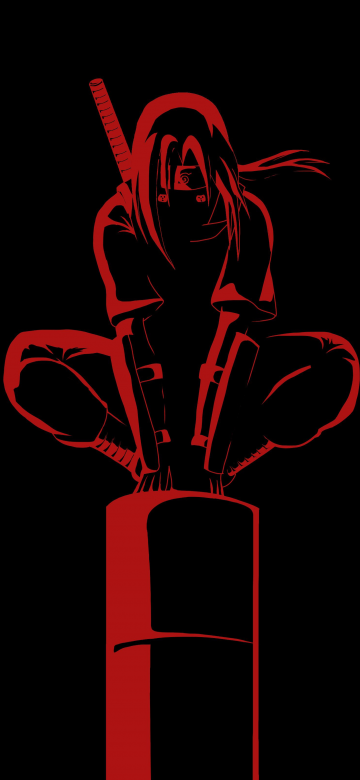 Itachi Uchiha, Black background, Samurai, Ninja, Naruto, AMOLED, 5K, Simple