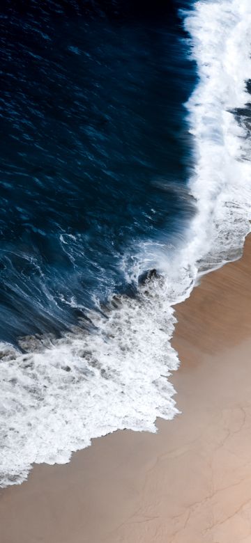 Coastal, Ocean Waves, Aerial view, Landscape, 5K, Seashore, Beach