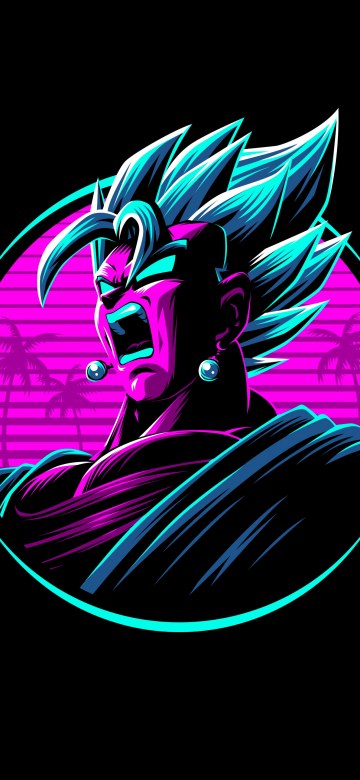 Vegito, Dragon Ball Z, Neon, AMOLED, Black background, 5K