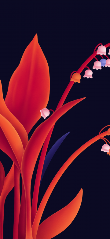 Lily flowers, Digital Art, Dark background, Vivid, Orange, Dark aesthetic