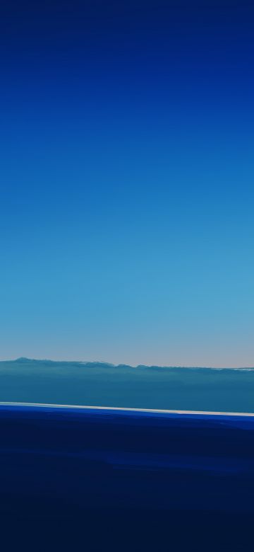 Alone, Mood, Lonely, Blue Sky, Horizon, Panoramic, Crescent Moon, 5K