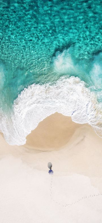 Beach, Alone, Relax, Summer, Aerial view, iOS 10, Stock