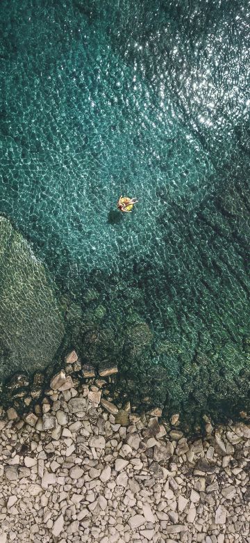 Aerial view, Summer, Seashore, Rocks, Relax, iOS 10, Stock