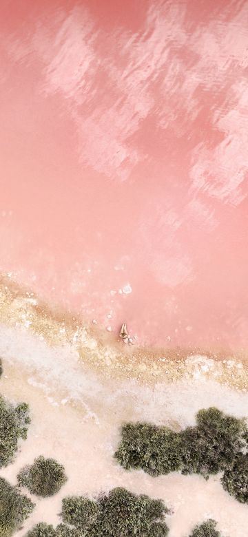 Lakeside, Pink, Aerial view, Peach, iOS 10, Stock