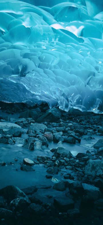 Ice caves, Frozen, Glacier, Mendenhall Glacier, Underwater, Turquoise, Alaska, 5K, 8K