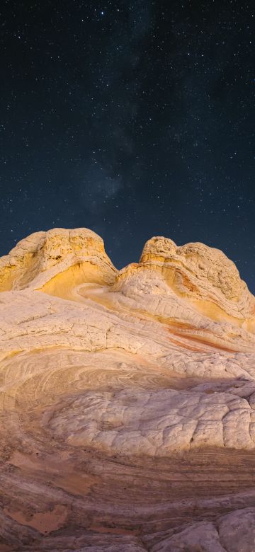 Rock, Desert, Night, Starry sky