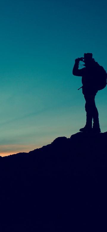 Climber, Hiker, Silhouette, Mountain top, Trekking, Sunset, Travel, Adventure, Scenery, Blue Sky