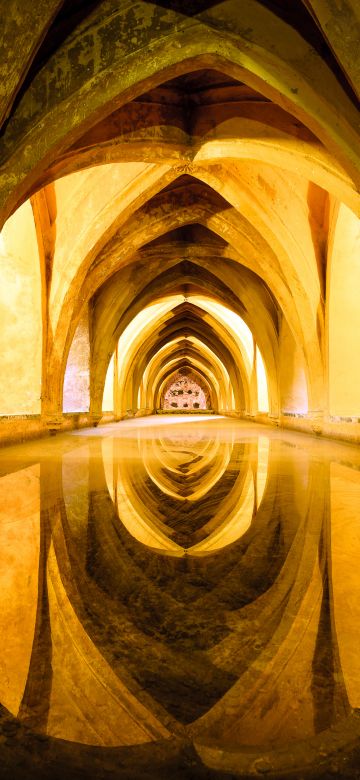 Ancient architecture, Real Alcazar of Seville, Royal palace, Spain, 5K