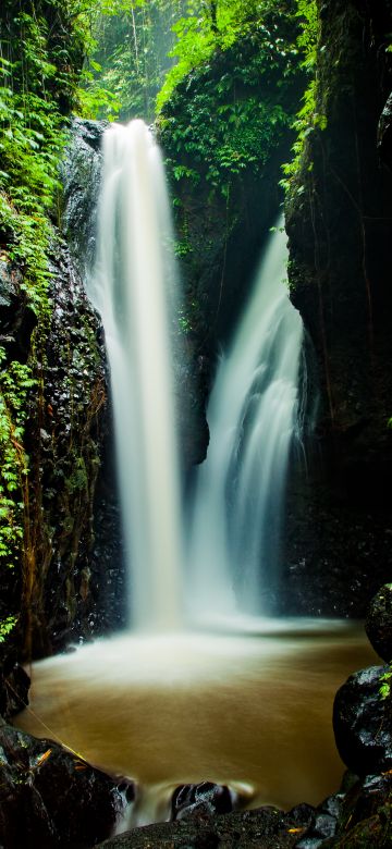 Waterfall, Forest, Rocks, 5K