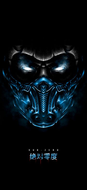 Sub-Zero, AMOLED, Mortal Kombat, Artwork, Black background, 5K