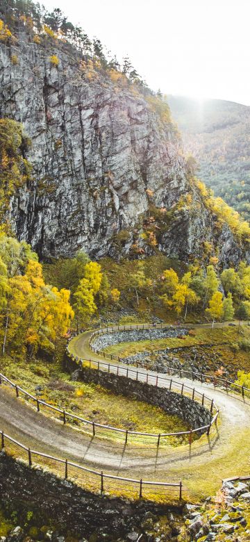 Filefjell Kongevegen, Norway, Trails, Dirt road, Greenery, Mountains, Landscape