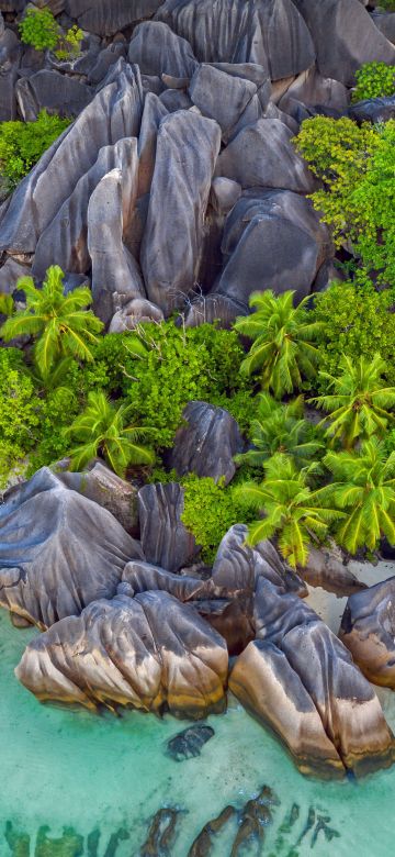 Beach, Seashore, Rocks, Aerial view, Drone photo, Landscape, 5K