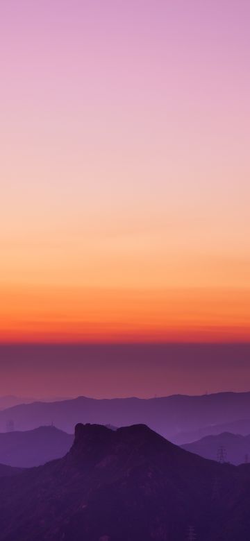 Lion Rock Hill, Sunset, Hong Kong, Dusk, Mountain View, Fog, Horizon, Clear sky, Landscape, Scenery, 5K