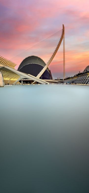 City of Arts and Sciences, 5K, Valencia, Spain, Long exposure, Modern architecture, Sunset, Famous Place