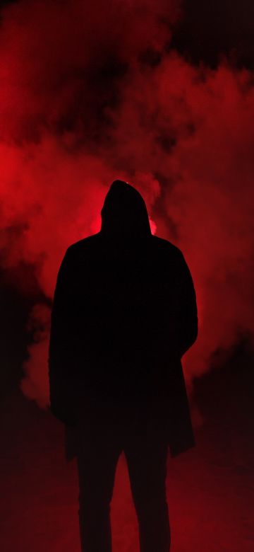 Person Silhouette, Red Smoke, Dark Place, Hoodie, 5K, Dark red