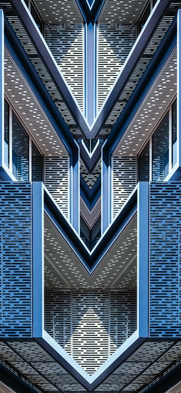 Architectural Design, Blue, Building, Symmetrical, Pattern, 5K