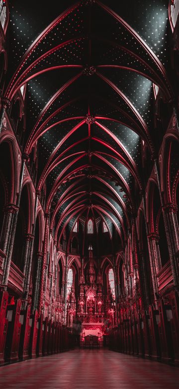 Notre-Dame Cathedral Basilica, Ottawa, Canada, Historical landmark, Religion, Archway, Red, Ancient architecture, 5K