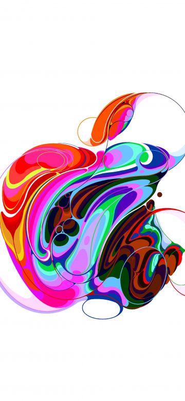 Apple, Liquid art, Logo, Colorful, White background, Apple Event