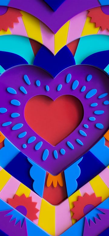 Love heart, Colorful, 3D, Acrylic, Multicolor, Instagram