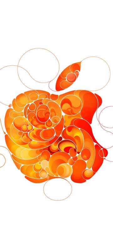 Apple, Logo, Orange, Liquid art, White background, Apple Event, Abstract background