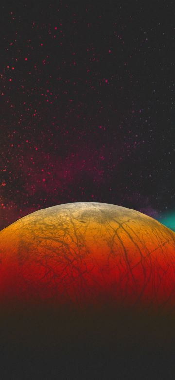 Red planet, Digital Art, Milky Way, Stars, Colorful, 5K