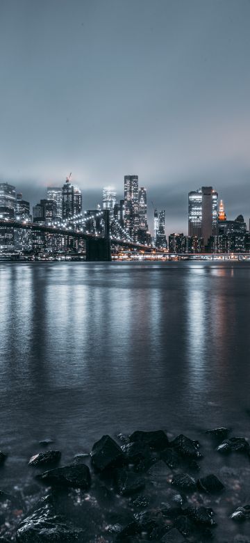 Brooklyn, Cityscape, Night, City lights, New York City, Reflections, USA