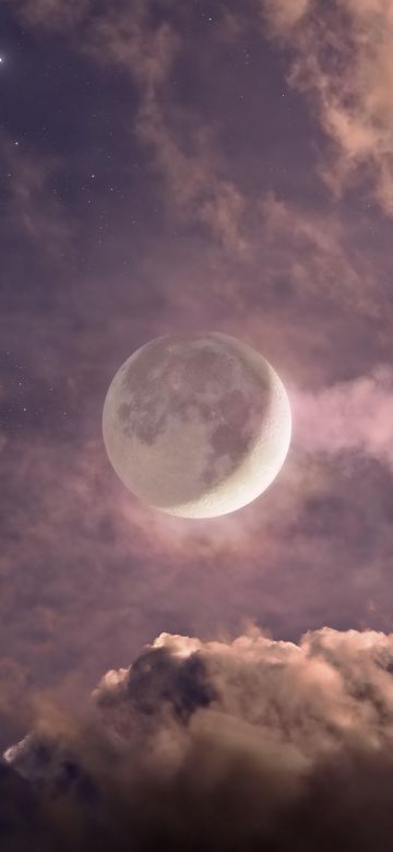 Moon, HDR, Clouds, Night, 5K, 8K