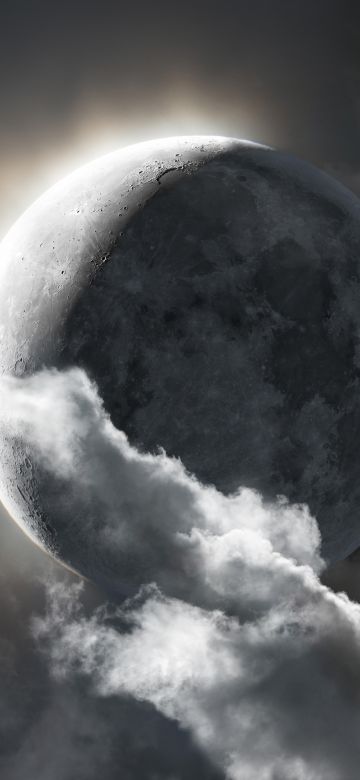 Moon, Clouds, Lunar occultation, Moon-Mars occultation, Composition, 5K, 8K