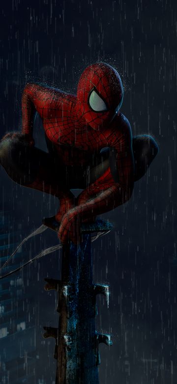 Spider-Man, Rain, Marvel Superheroes, Dark, Night, Spiderman