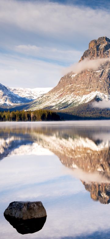 Lake, Glacier mountains, Landscape, 5K