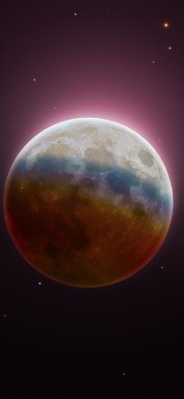 Lunar Eclipse, Astrophotography, Moon, Spectrum, Colorful, 5K, 8K