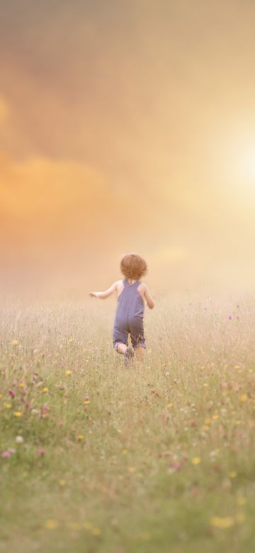 Cute boy, Child, Running, Playing, Fog, Fun, Summer, Meadow, 5K