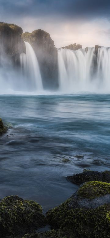 Godafoss waterfall, Iceland, Sunrise, Morning, Long exposure, 5K, 8K