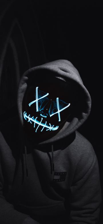 Anonymous, LED mask, Man, Dark background