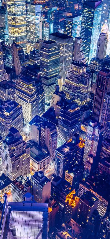 New York City, Aerial view, 5K, United States, Night City, City lights, Cityscape, Skyscrapers