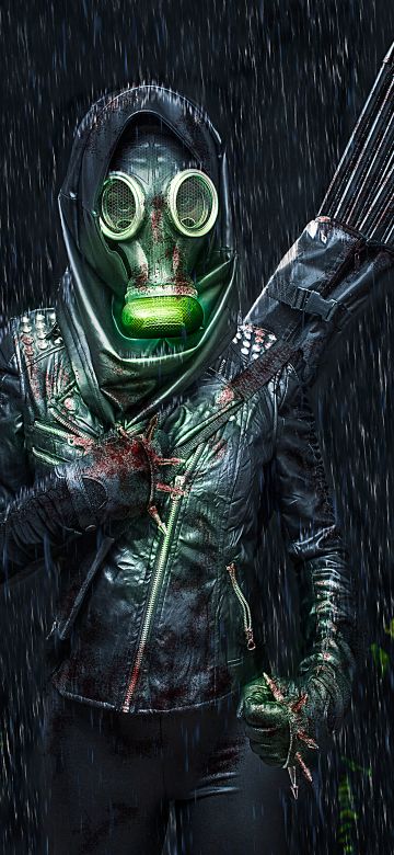 Person in Mask, Fighter, Scary, Rain, Blood, Manipulation, Anonymous, 5K