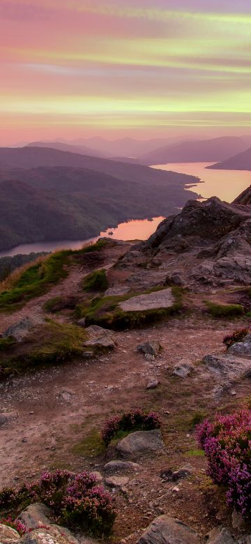 Loch Katrine, Viewpoint, Scotland, Sunset, Landscape, Dusk, 5K