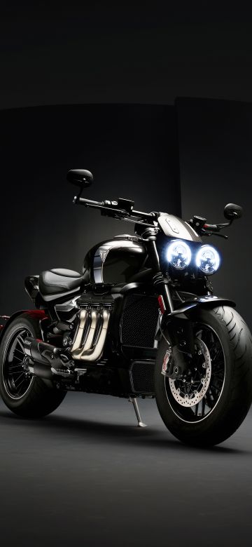 Triumph Rocket 3 TFC Black, 8K, Dark background, 2019, 5K