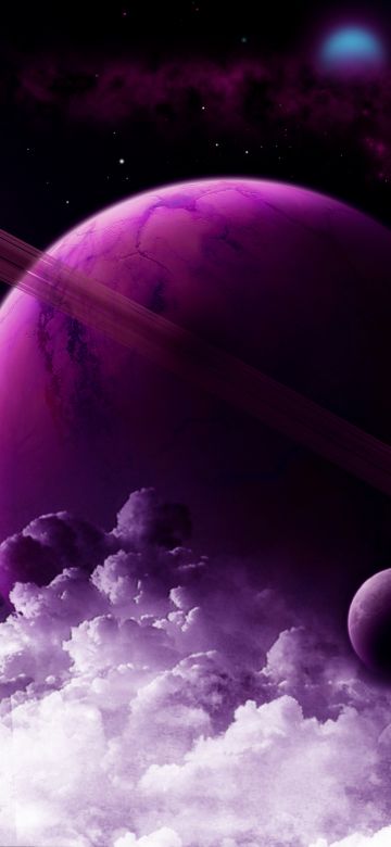 Purple Planet, Saturn Rings, Nebula, Galaxy, Astronomy, Stars, Clouds, 5K, 8K